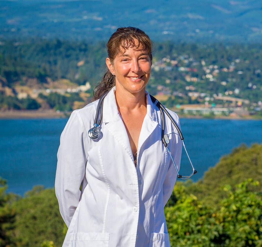Dr. Mendy Maccabee outdoors in the Columbia Gorge